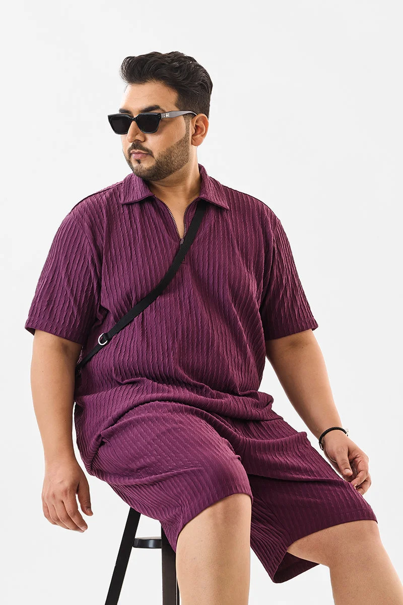 SNITCH Regular Fit Plus Size Zipper Polo T-Shirt