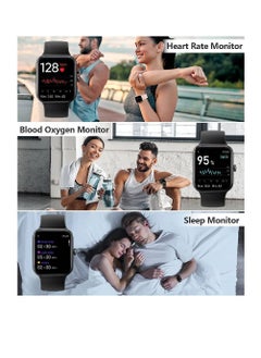 Zoom Plus Smart Watch For Men Women, Bluetooth Fitness Tracker With Blood Pressure Heart Rate Monitor Full Touch Screen Activity Tracker IP68 Waterproof For Android iOS, Black  - Image 4