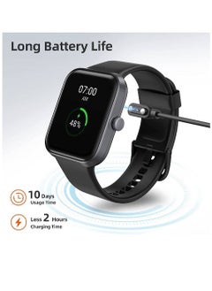 Zoom Plus Smart Watch For Men Women, Bluetooth Fitness Tracker With Blood Pressure Heart Rate Monitor Full Touch Screen Activity Tracker IP68 Waterproof For Android iOS, Black  - Image 2