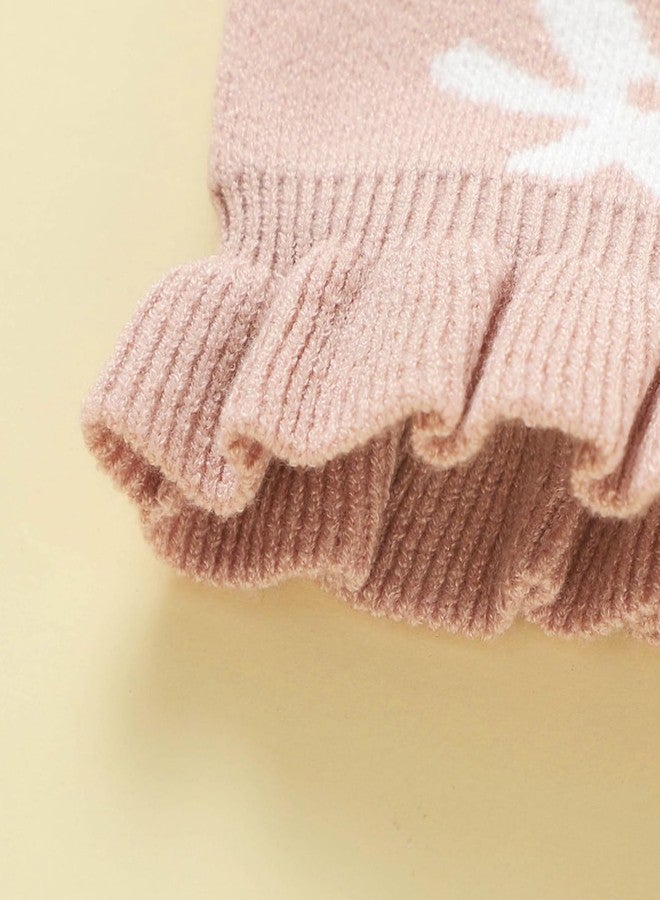 Yccutest Infant Girl Sweater Set 2 Piece Fall Winter Outfit Baby Girl Floral Knit Cardigan Top Flared Pants Toddler Clothes (Pink, 6-9 Months) - Image 5