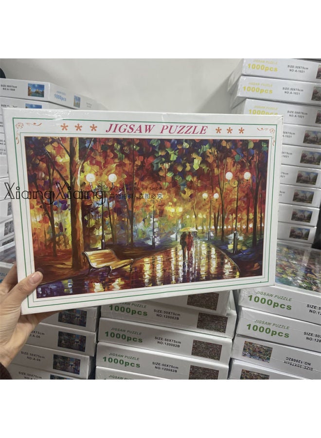 20% فقط من الأشخاص يمكنهم حل ألغاز 1000 قطعة مثل تايمز سكوير 0.9 كجم ألعاب ألغاز الصور المقطوعة/ألعاب الألغاز اللوحية - اللون: المشي في بقعة المطر شعر ثواني - Image 1