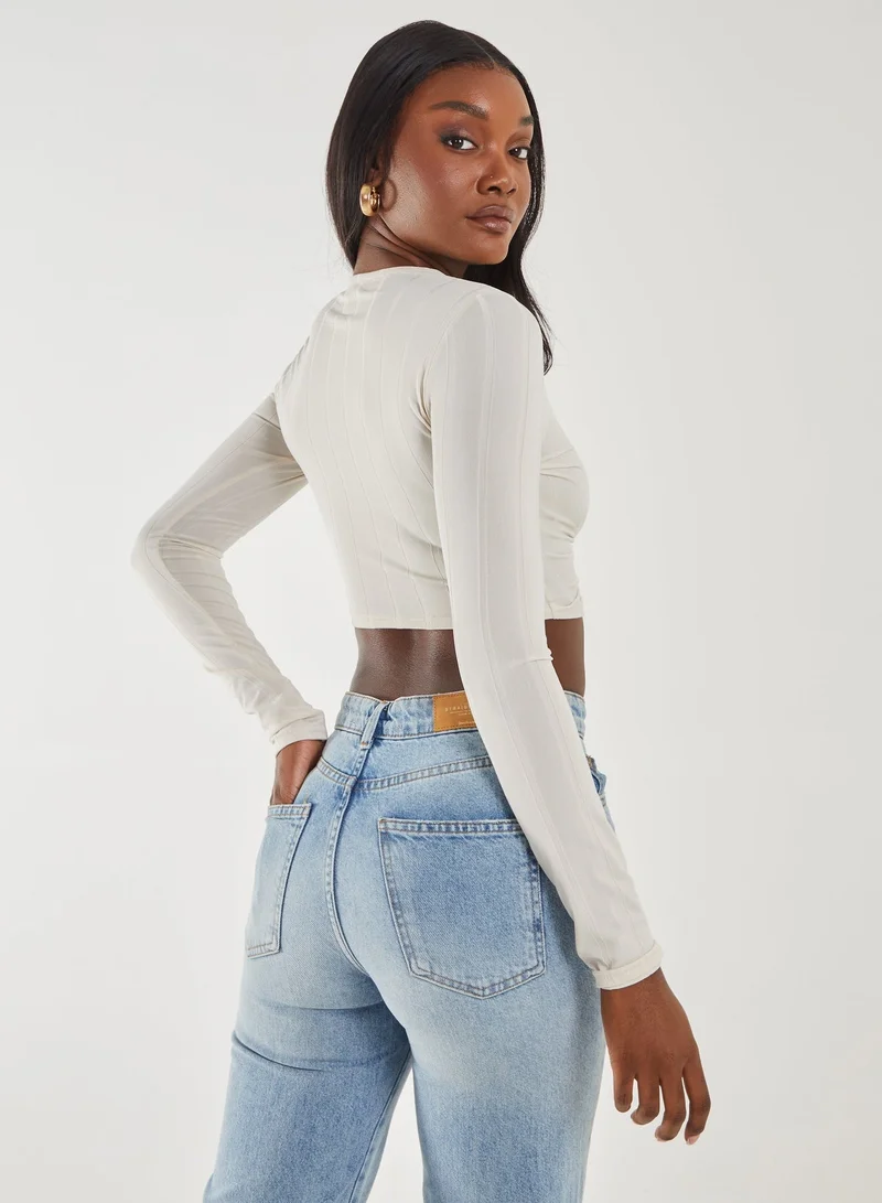 Pink Vanilla Long Sleeve Ruched Asymmetric Top