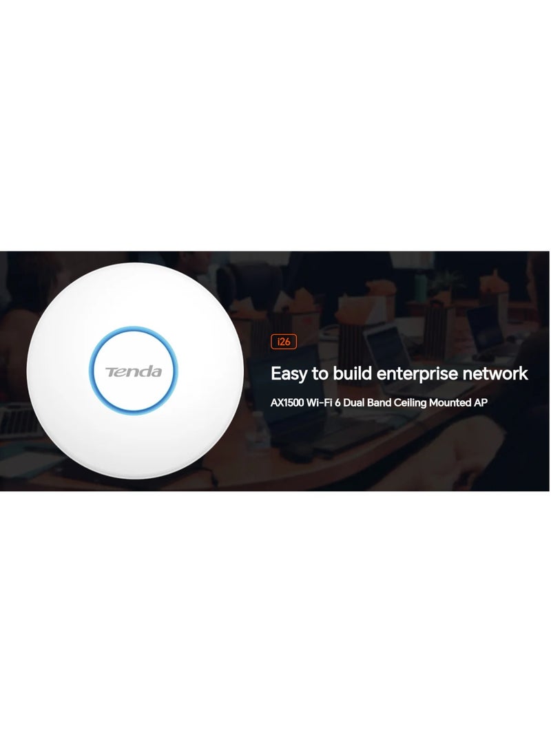 Tenda Access Point Ax1500 Wifi 6 Dual Band Ceiling Mounted Up To 1500 Mbps Support Ofdma And Mu-Mimo Technology Supports Poe Power Supply White - Image 3