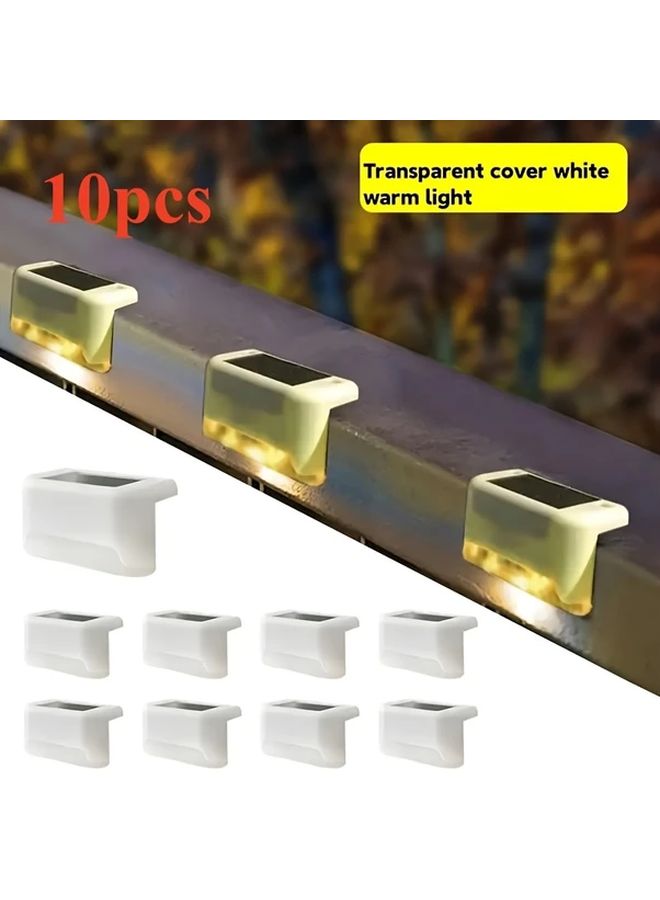 10pcs White Solar Outdoor Garden Lights For Fence Stair Deck Terrace - Image 1