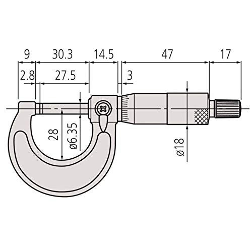 Mitutoyo 103-138 Outside Micrometer, Baked-enamel Finish, Ratchet Stop, 25-50mm Range, 0.01mm Graduation, +/-0.002mm Accuracy - Image 3