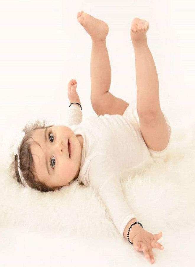 DHRUVS COLLECTION 925 Sterling Silver Black Beads Nazariya Bracelet for New Born Baby Boys & Baby Girls | Adjustable Kids Evil Eye Kada Bangle | Infact Silver Hand Bracelet Chandi Nazar Guttu - Image 3