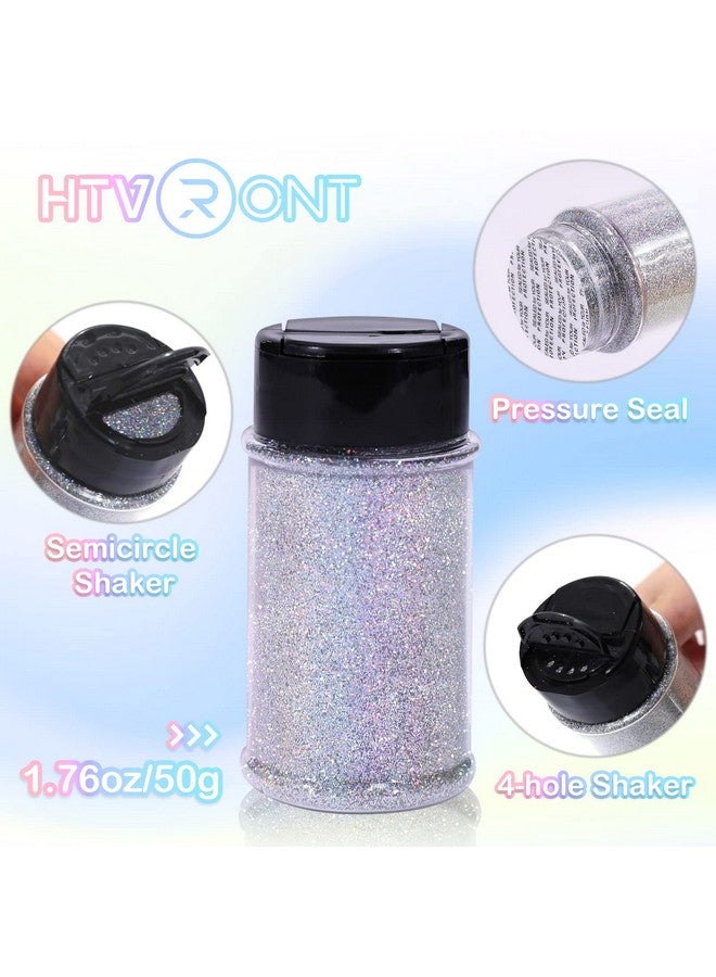 HTVRONT Holographic Extra Fine Glitter Powder 50G/1.76Oz For Resin 0.008Portable Ultra Fine Glitter Powder For Nails Candle Making Crafts Slime Fine Silver Glitter - Image 2