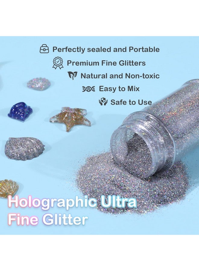 HTVRONT Holographic Extra Fine Glitter Powder 50G/1.76Oz For Resin 0.008Portable Ultra Fine Glitter Powder For Nails Candle Making Crafts Slime Fine Silver Glitter - Image 3