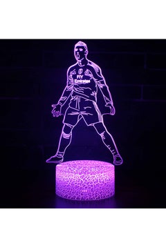 althiqahkey مصباح LED ليلي على شكل لاعب كرة قدم أنمي لتزيين غرفة النوم هدية للأطفال مصباح طاولة ثلاثي الأبعاد للاعب كرة القدم رونالدو رقم 7  - Image 1