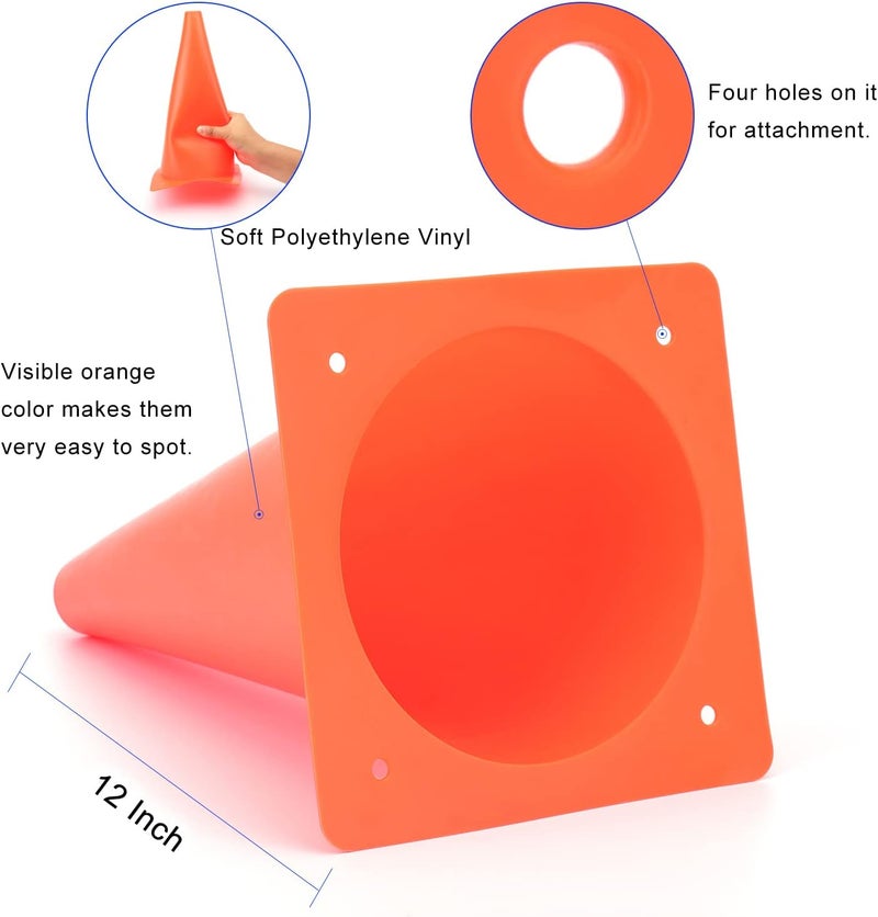 Fragraim 12 Inch Orange Traffic Training Cones, 12 Pack - Ideal for Sports Drills and Events - Image 2