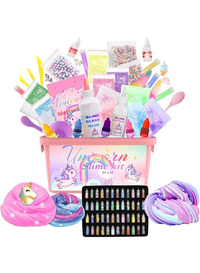 DIY Slime Kit for Kids,DIY Slime Making Toys Kids for 6-12,Fluffy Cloud Foam Squish Glitter Slime Making Kits,Fun Slime Making Kit Awesome Craft Toy Birthday Present Ideas