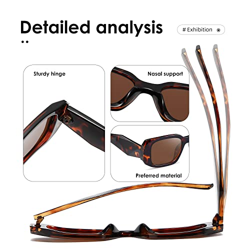 kimorn Rectangle Sunglasses for Women Men Trendy Retro Trendy Sun Glasses 90’s Vintage Square Frame K1307 (Tortoiseshell Frame Brown Lens) - Image 5