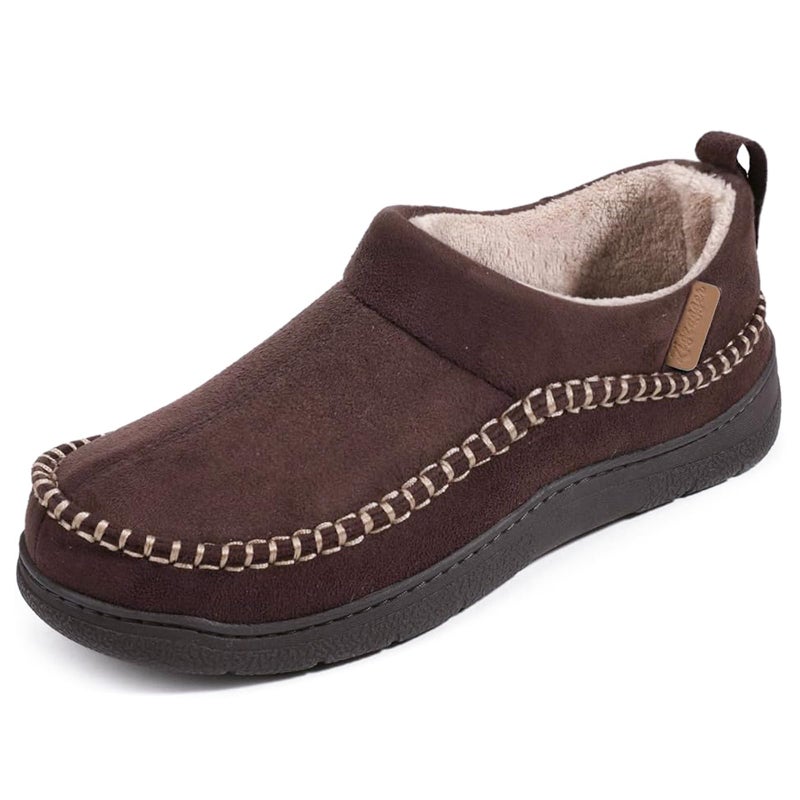 Zigzagger Men's Moccasin Slippers Memory Foam House Shoes, Ankle Toasty Indoor and Outdoor Warm Loafer Slippers(Pumpkin,Size 12) - Image 1