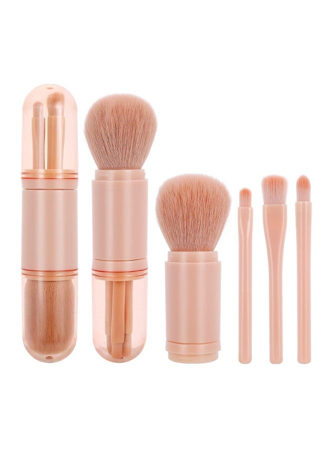JZS Bolivia's Small Makeup Brush Set, 4 in 1 Portable Travel Complete Function Cosmetic Brushes Kit, Retractable Mini Facial Cosmetic Brush Set, Highlight Eyeshadow Foundation Blending Powder Brush - Image 1