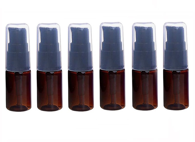 erioctry 10ML Portable Empty Refillable Bottle Cream Shampoo Lotion Treatment Pump Bottle with Cap Travel Bottles Toiletries Liquid Container for Cosmetic Make-up Pack of 6 (Brown) - Image 1