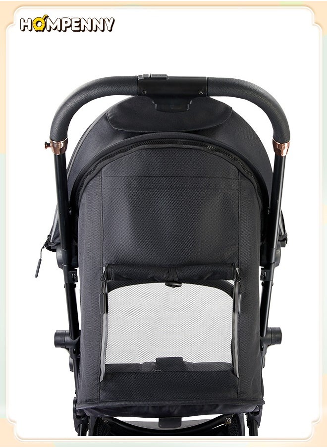Hompenny - Luxury Auto-Folding Baby Stroller with Free Cup Holder, Aerospace-Grade Metal Frame, 35mm Wide Silent Rubber Wheels, One-Hand Auto Recline Adjustment, Washable Fabric, Cabin-Approved, 70KG Weight Capacity, Suitable for Ages 0–6 - Image 1