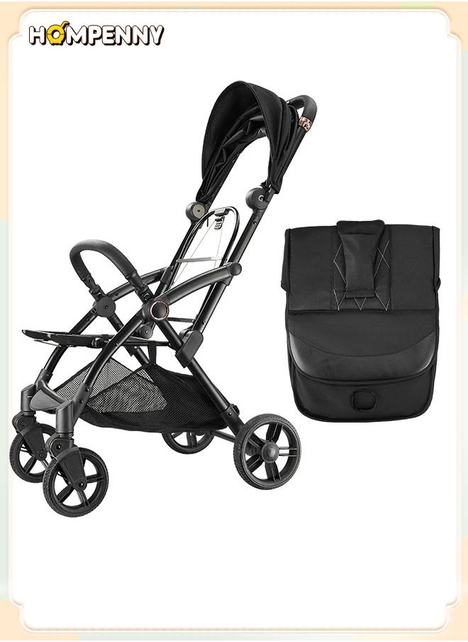 Hompenny - Luxury Auto-Folding Baby Stroller with Free Cup Holder, Aerospace-Grade Metal Frame, 35mm Wide Silent Rubber Wheels, One-Hand Auto Recline Adjustment, Washable Fabric, Cabin-Approved, 70KG Weight Capacity, Suitable for Ages 0–6 - Image 1