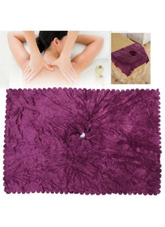 NIBEMINENT Solid Color Beauty Salon Bed Towel With Hole Opened Soft Lint-free Towel Blanket Violet  - Image 4