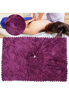 NIBEMINENT Solid Color Beauty Salon Bed Towel With Hole Opened Soft Lint-free Towel Blanket Violet  - Image 5