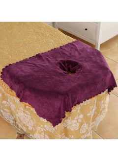 NIBEMINENT Solid Color Beauty Salon Bed Towel With Hole Opened Soft Lint-free Towel Blanket Violet  - Image 3