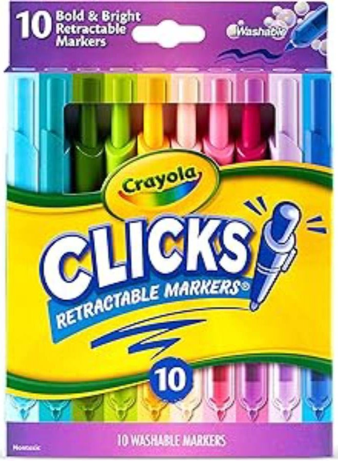 Crayola 10 Ct Washable Clicks Retractable Markers  Bold & Bright