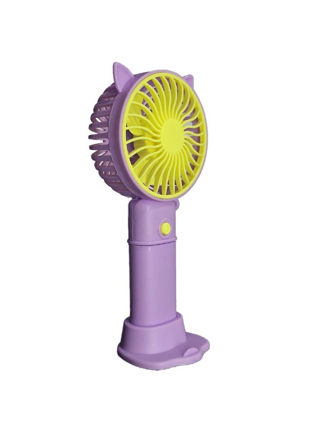 Generic - Mini handheld fan, cute design with small ears JY-1, Desk fan base and phone holder , small size and easy to carry in hand or put in bag, USB rechargeable battery, on/off button, one air speed, nice gift for kids - Image 1