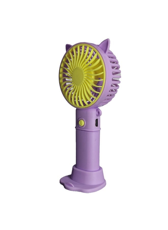 Generic - Mini handheld fan, cute design with small ears JY-1, Desk fan base and phone holder , small size and easy to carry in hand or put in bag, USB rechargeable battery, on/off button, one air speed, nice gift for kids - Image 1