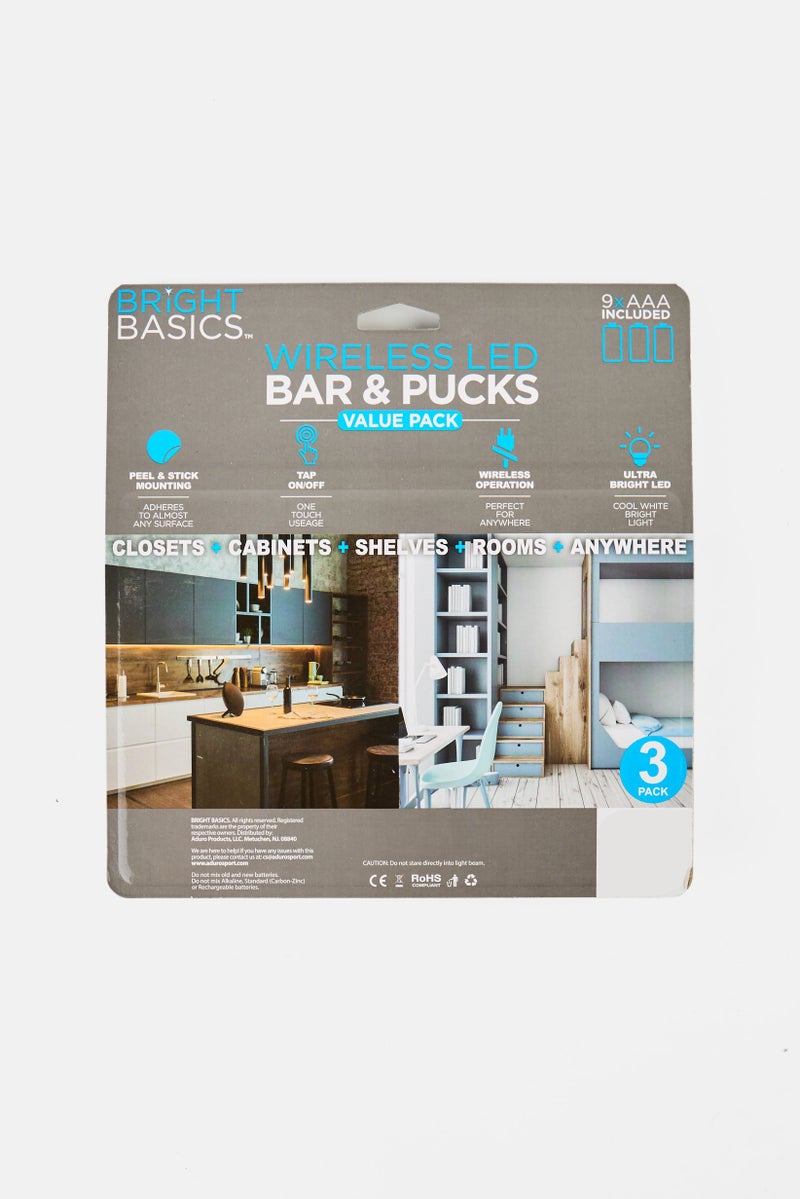 Bright Basics 3 Piece Wireless Led Bar And Pucks, White  - Image 2