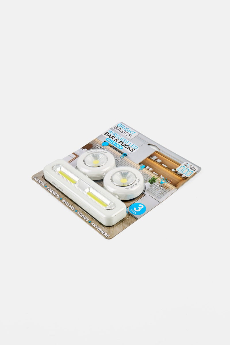 Bright Basics 3 Piece Wireless Led Bar And Pucks, White  - Image 3
