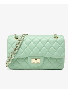 Loquat Womens Trendy Crossbody Bag Diamond Grid Patterned Shoulder Handbag With Chain Strap Green  - Image 1