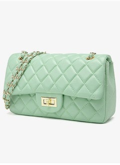 Loquat Womens Trendy Crossbody Bag Diamond Grid Patterned Shoulder Handbag With Chain Strap Green  - Image 2