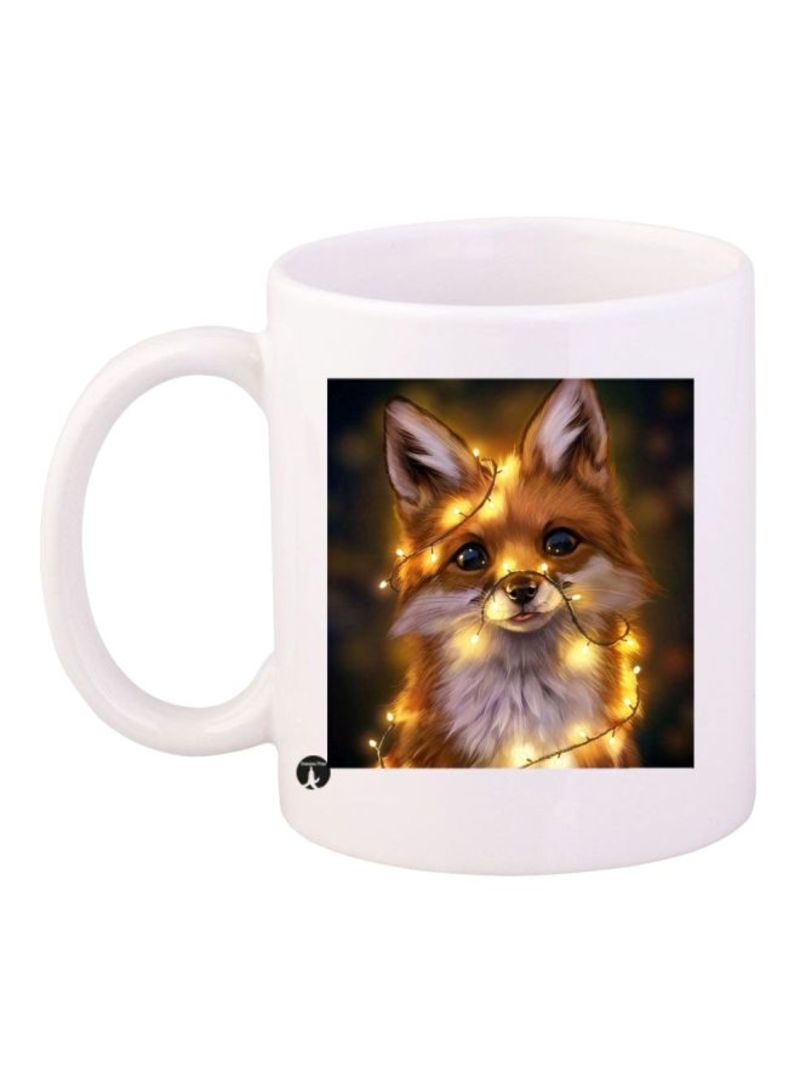 Fox Printed Coffee Mug White/Orange Standard Size