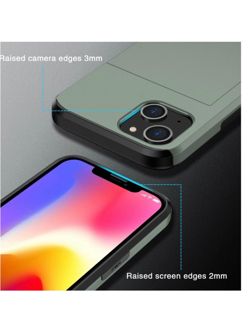 GULFLINK iPhone 15 Plus Case with Card Holder Heavy Duty Dual Layer Hidden Card Slot Slim Wallet case Green - Image 2