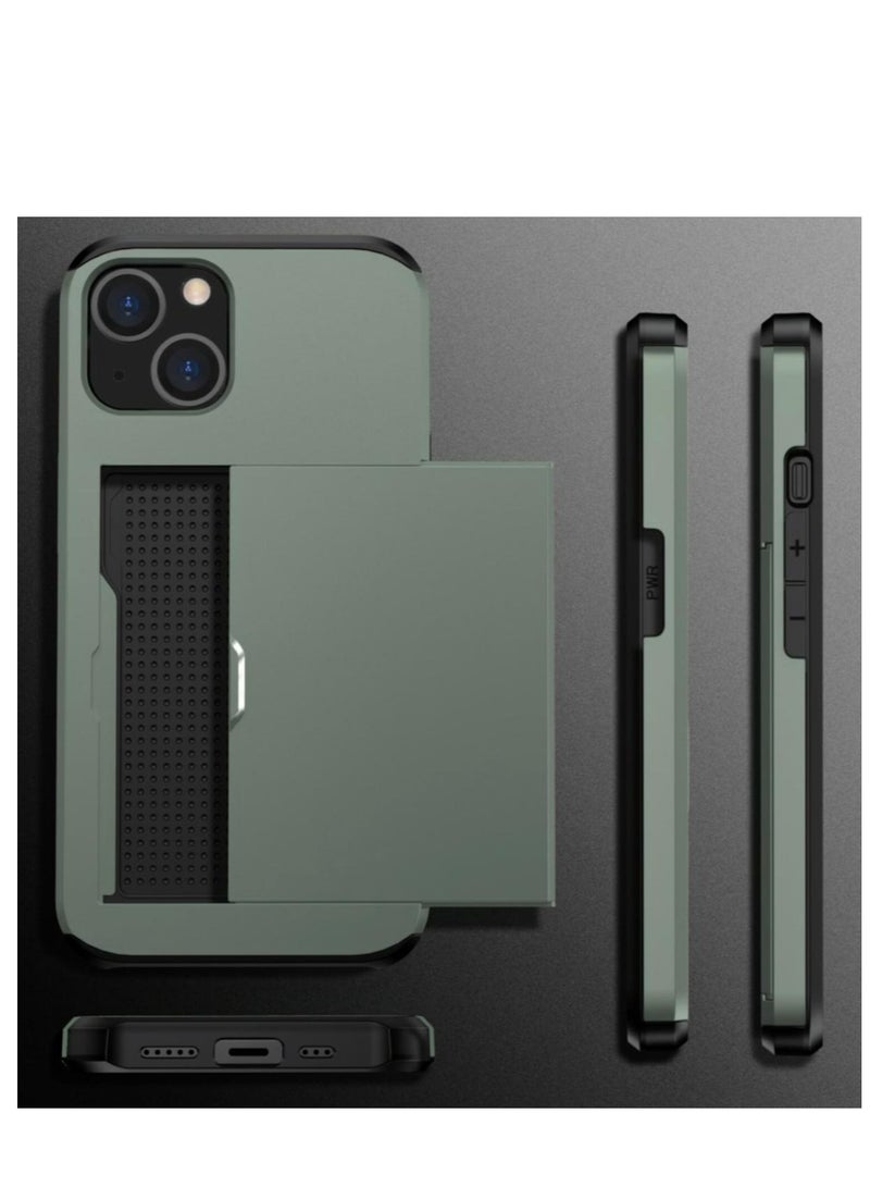 GULFLINK iPhone 15 Plus Case with Card Holder Heavy Duty Dual Layer Hidden Card Slot Slim Wallet case Green - Image 4