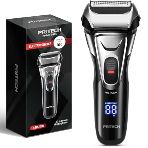 PRITECH Electric Razor for Men, Waterproof Foil Electric Shavers with Beard Trimmer, Cordless Rechargeable Razor for Shaving Face, LED Display Wet Dry Use - Image 1