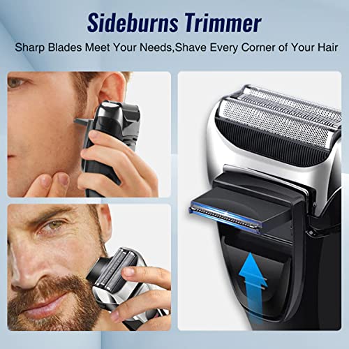 PRITECH Electric Razor for Men, Waterproof Foil Electric Shavers with Beard Trimmer, Cordless Rechargeable Razor for Shaving Face, LED Display Wet Dry Use - Image 2