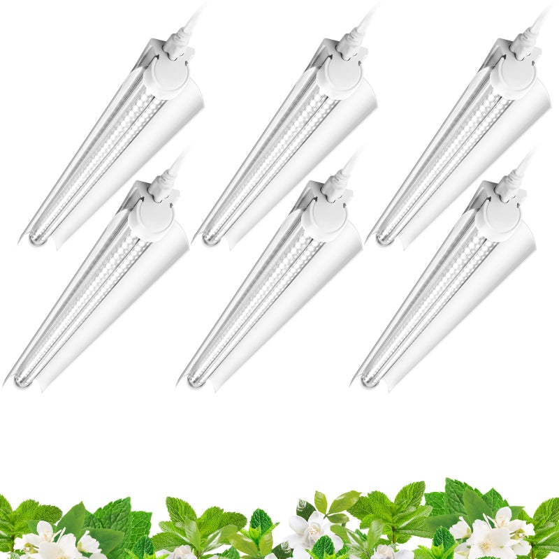 Barrina Grow Lights, 2FT 5000K White Full Spectrum Plant Growing Lamps, 144W(6 x 24W, 800W Equivalent), T8 LED Grow Light Bulbs, Plant Lights for Indoor Plants, Greenhouse, Linkable Design, 6-Pack - Image 1