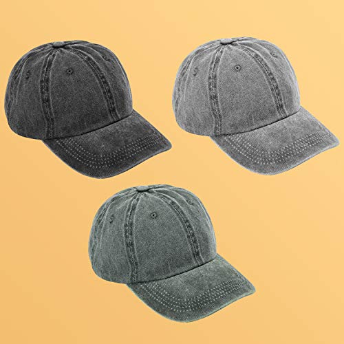 MEINICY 3 Pack Washed Plain Baseball Cap, Retro Adjustable Dad Hat Gifts for Men/Women,Unstructured/Cotton - Image 3