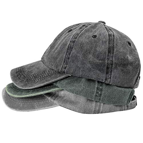 MEINICY 3 Pack Washed Plain Baseball Cap, Retro Adjustable Dad Hat Gifts for Men/Women,Unstructured/Cotton - Image 1