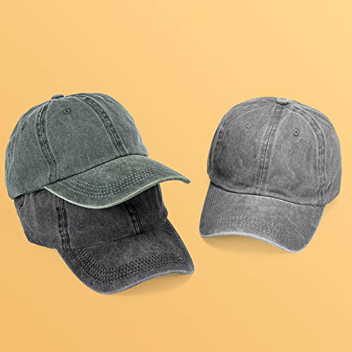 MEINICY 3 Pack Washed Plain Baseball Cap, Retro Adjustable Dad Hat Gifts for Men/Women,Unstructured/Cotton - Image 2