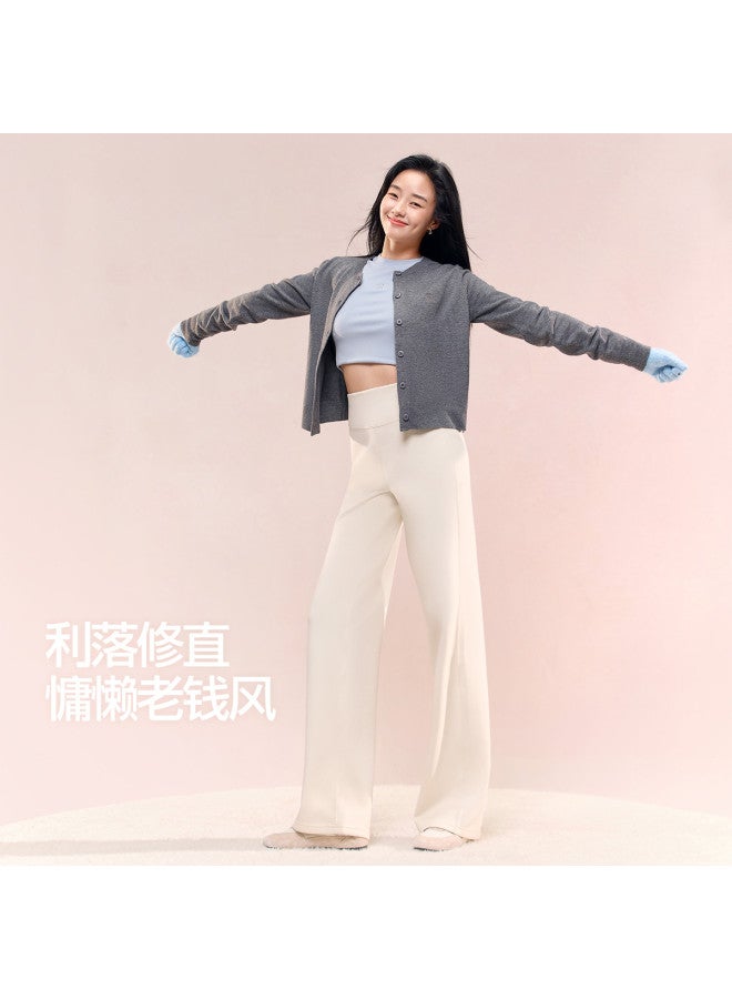 SIINSIIN [Yang Mi Same Style] Fleece Straight Leg Pants 2025 Autumn New Drop Fit Versatile High Waist Slimming Casual Pants - Image 2