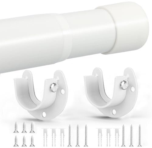 SUTINE Closet Rod, 17 to 38 Inch Closet Rods for Hanging Clothes, Heavy Duty Adjustable Closet Hanging Rod Bar White Closet Poles for Wardrobes, Closet, Bathroom, Windows,1.3 Inch Diameter - Image 1