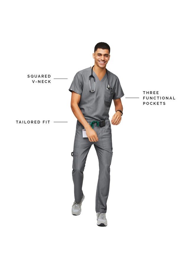 FIGS Medical Scrubs Men's Chisec Three Pocket Top (Graphite, S) - Image 4