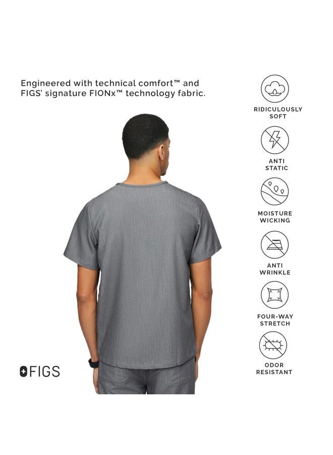 FIGS Medical Scrubs Men's Chisec Three Pocket Top (Graphite, S) - Image 5