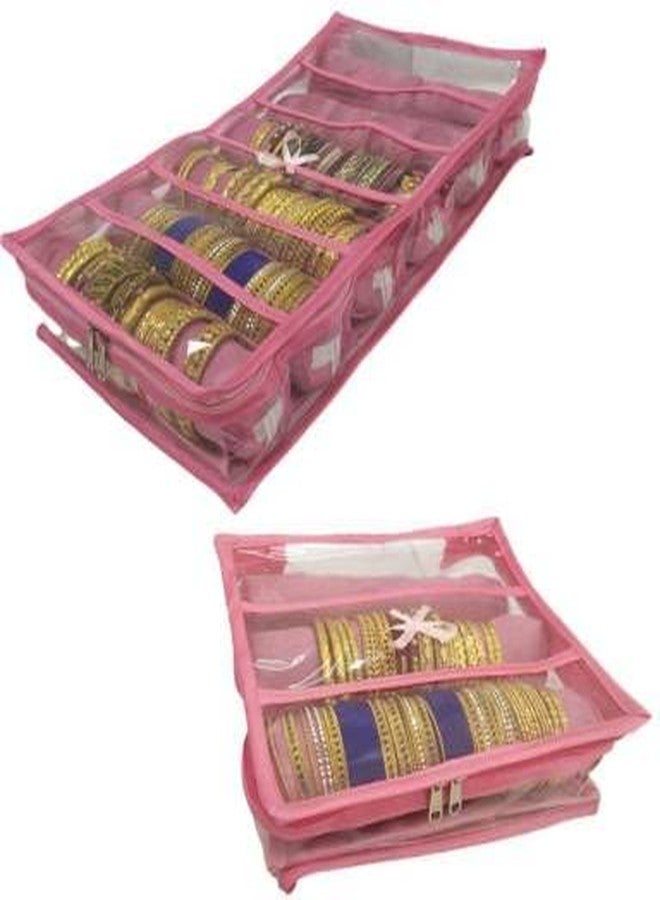 SNA علبة أساور SNA بستة لفات مع علبة ساتان بثلاث لفات | وردي - حل أنيق لتخزين المجوهرات - Image 1