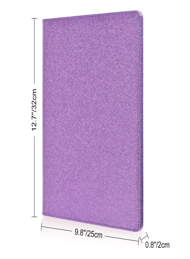 Cacturism Padfolio Portfolio Folder, Foldable Letter Size Clipboard Legal Pad, Bling PU Leather Professional Folio Organizer for Women - Resume Business Document Holder for Job Work Office, Purple - Image 3