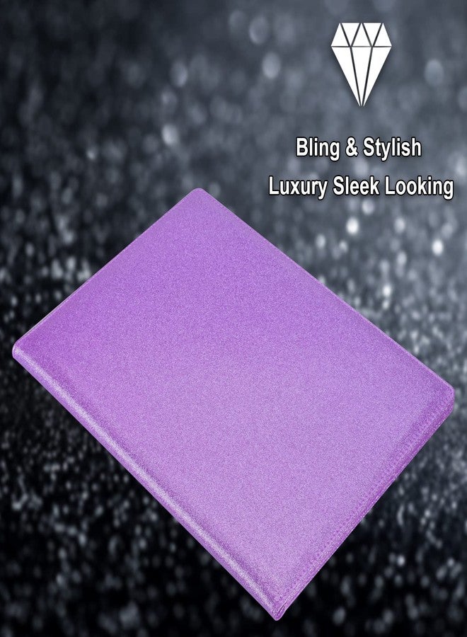 Cacturism Padfolio Portfolio Folder, Foldable Letter Size Clipboard Legal Pad, Bling PU Leather Professional Folio Organizer for Women - Resume Business Document Holder for Job Work Office, Purple - Image 4