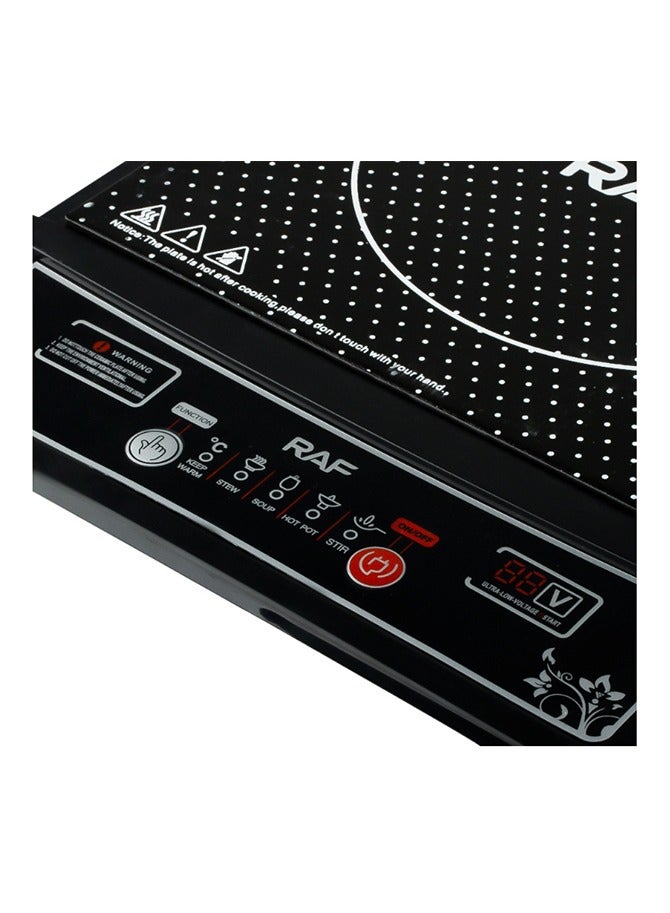 RAF Portable Induction Cooker,Electric Cooktop with Scratch-Resistant Ceramic Plate For Home Dorm Office,Pattern Cooking,Easy to Clean 2000W R.8015 Black - Image 4