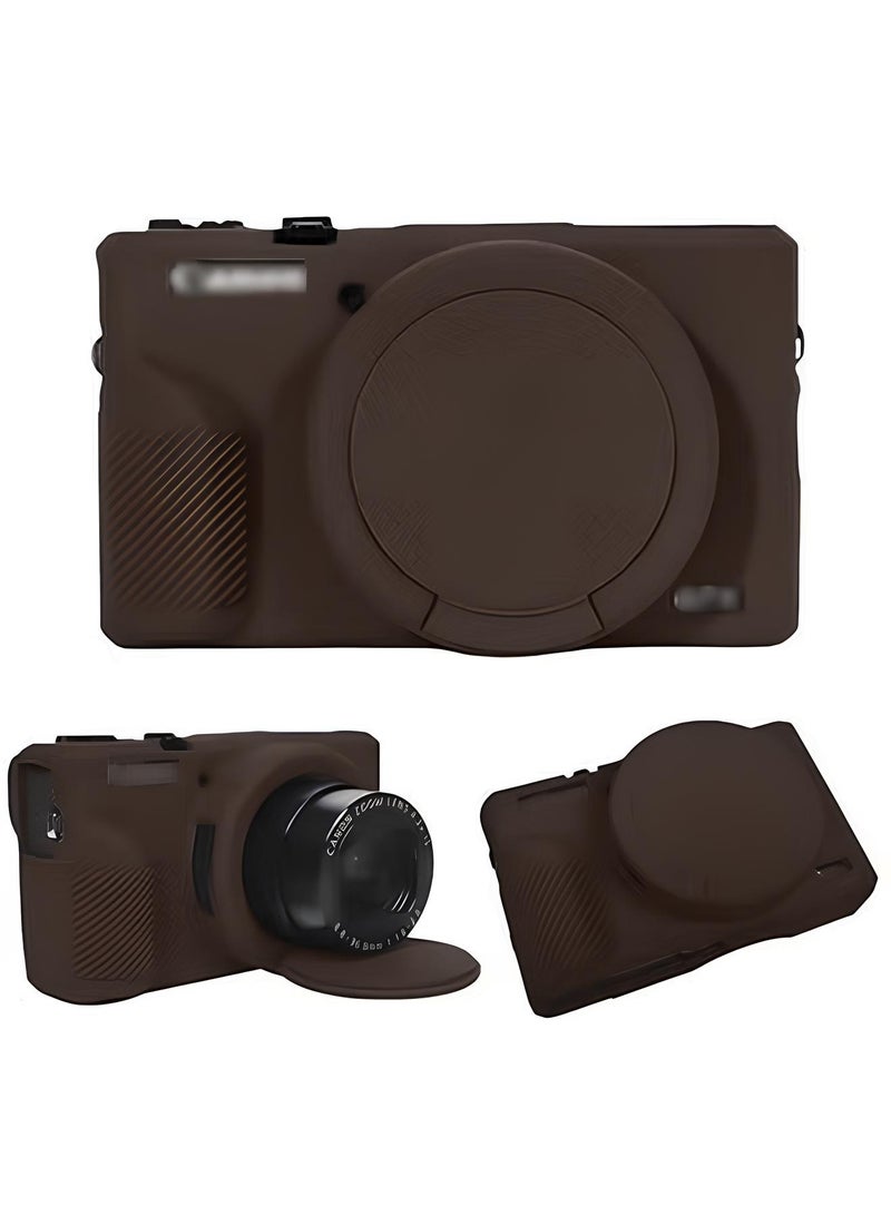 Bukela Premium Soft Silicone Protective Case with Removable Lens Cover for Canon Powershot G7X Mark III Digital Camera - Washable, Lightweight, and Stylish Protection (Brown) - Image 1