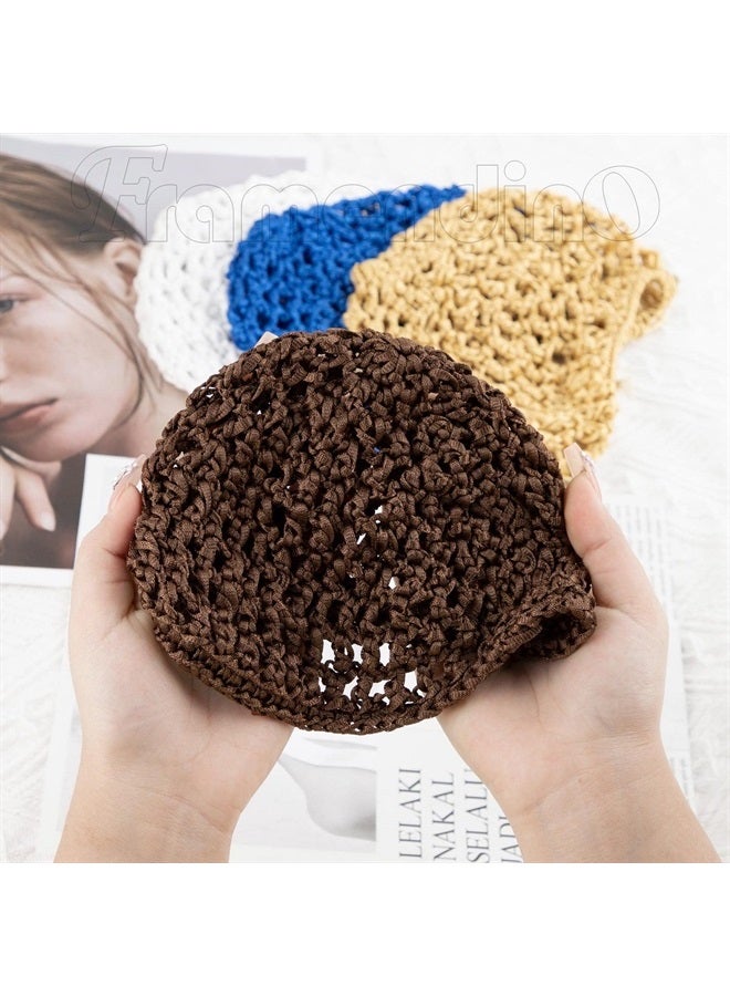 , 5 Pack Mesh Crochet Hair Net Rayon Knit Snood Hat Thick Hairnet Snoods Cover Ornament for Night Sleeping Hair Accessories